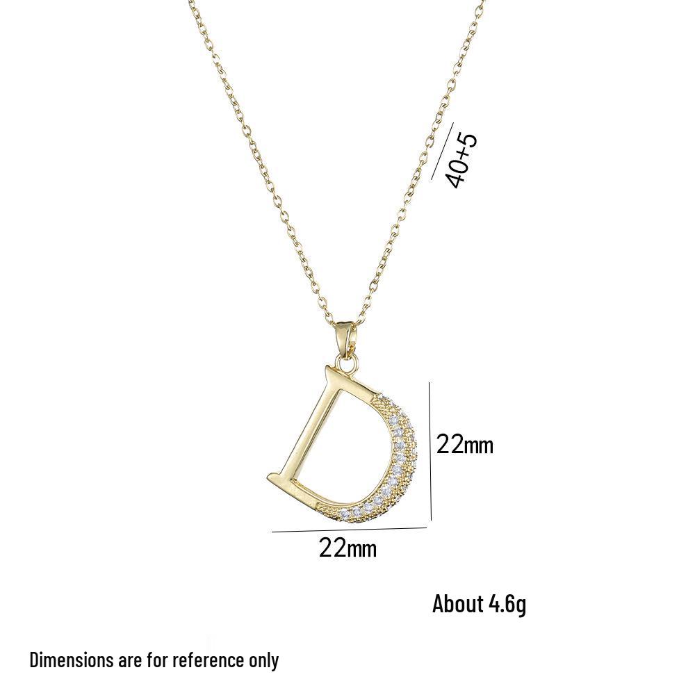 Women's Cross-border Zircon Letter D Geometric Pendant Titanium Steel Necklace
