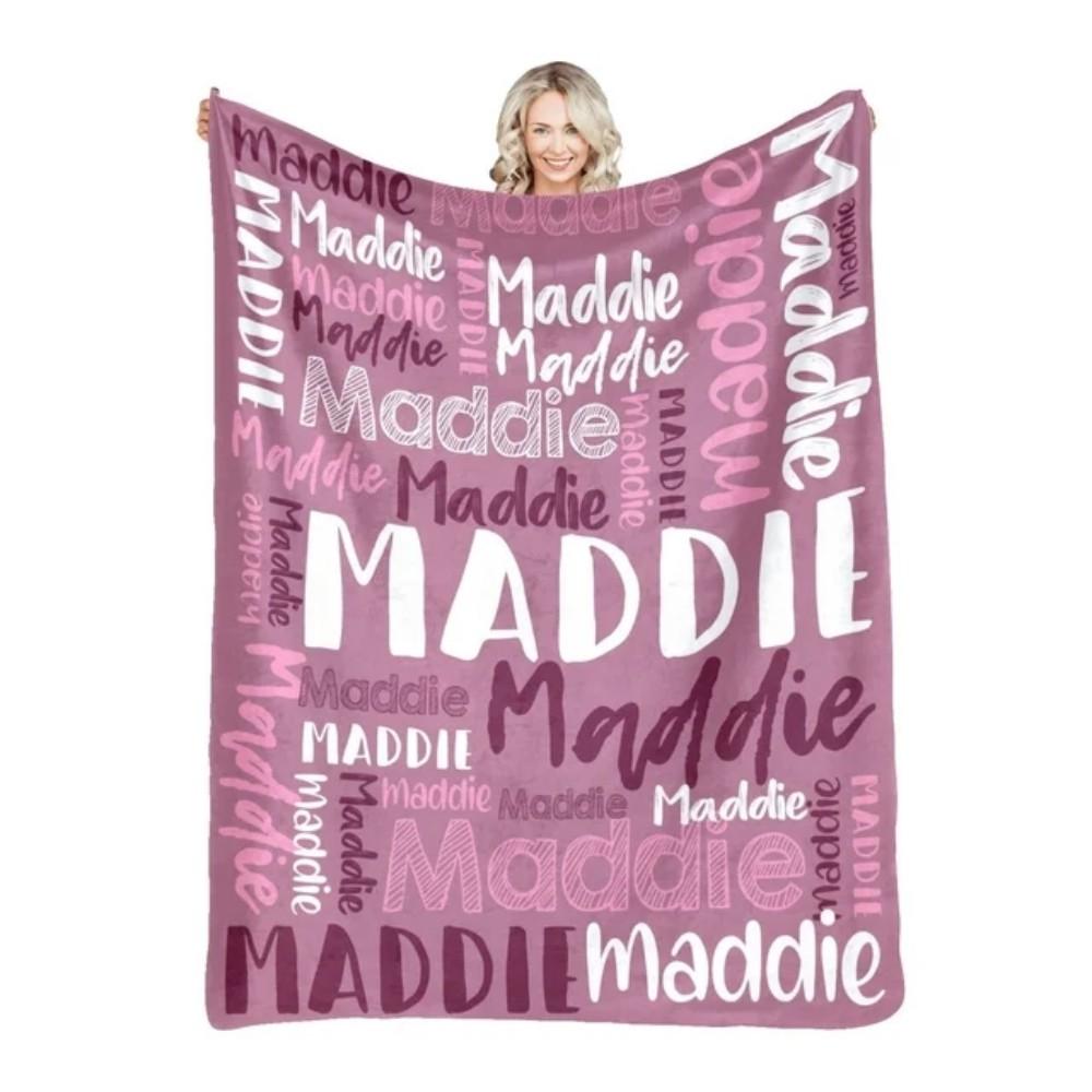 30 Colors Personalized Name Flannel Blanket For Girls Boys Letter Monochrome Customized Baby Adult Name Blanket Birthday Gift