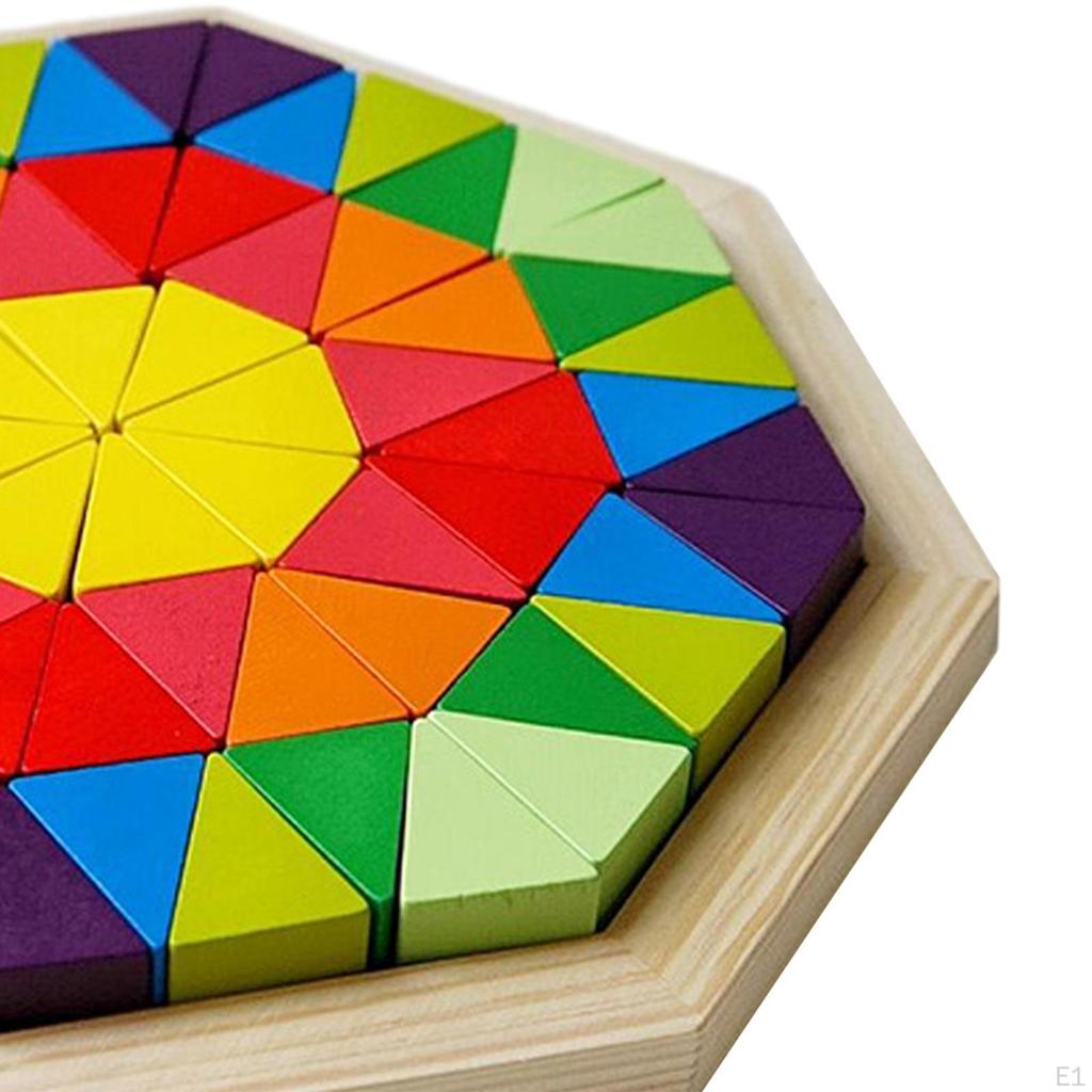 Wooden Blocks Puzzle, Tangram Jigsaw Stem Shape Pattern Block, Puzzle for Colors,