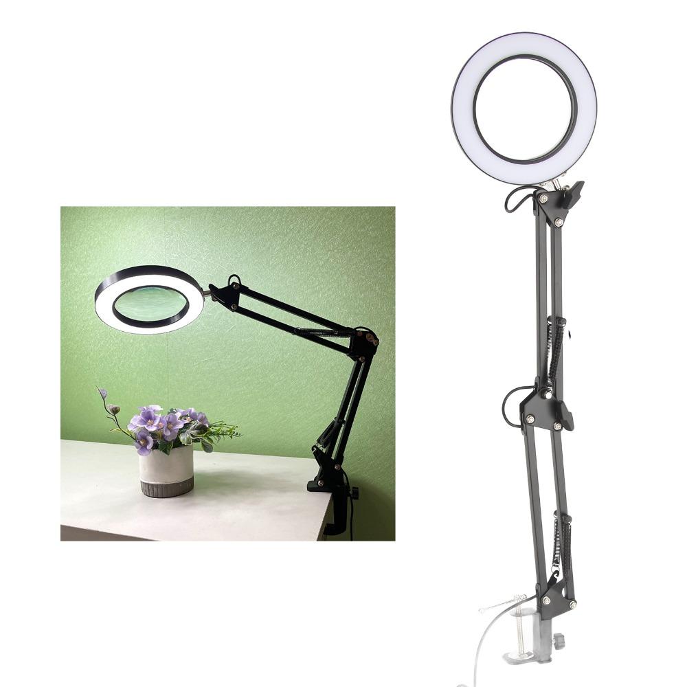 3 Colors 10X Magnifier Adjustable Desk Lamp Professional Tool Magnifying Lamp Precision Work