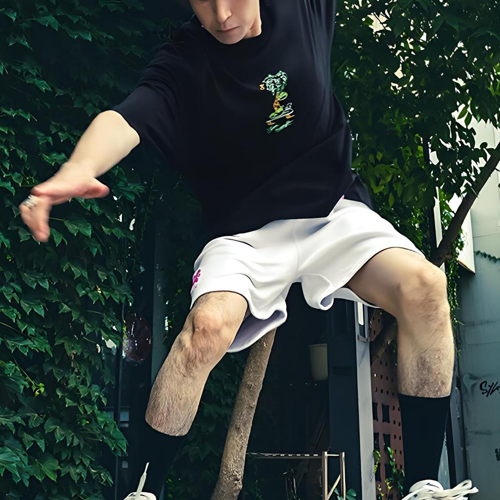 Li-Ning X Steven Harrington Cartoon Alphabet Print Round Neck Short Sleeve T-Shirt Unisex Tops Black AHSSC49-1