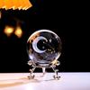 Enchanting 3D Moon & Stars Laser-Engraved Crystal Ball - Perfect For Home, Office, Or Cafe Decor   Ideal For Living Room, Desk D