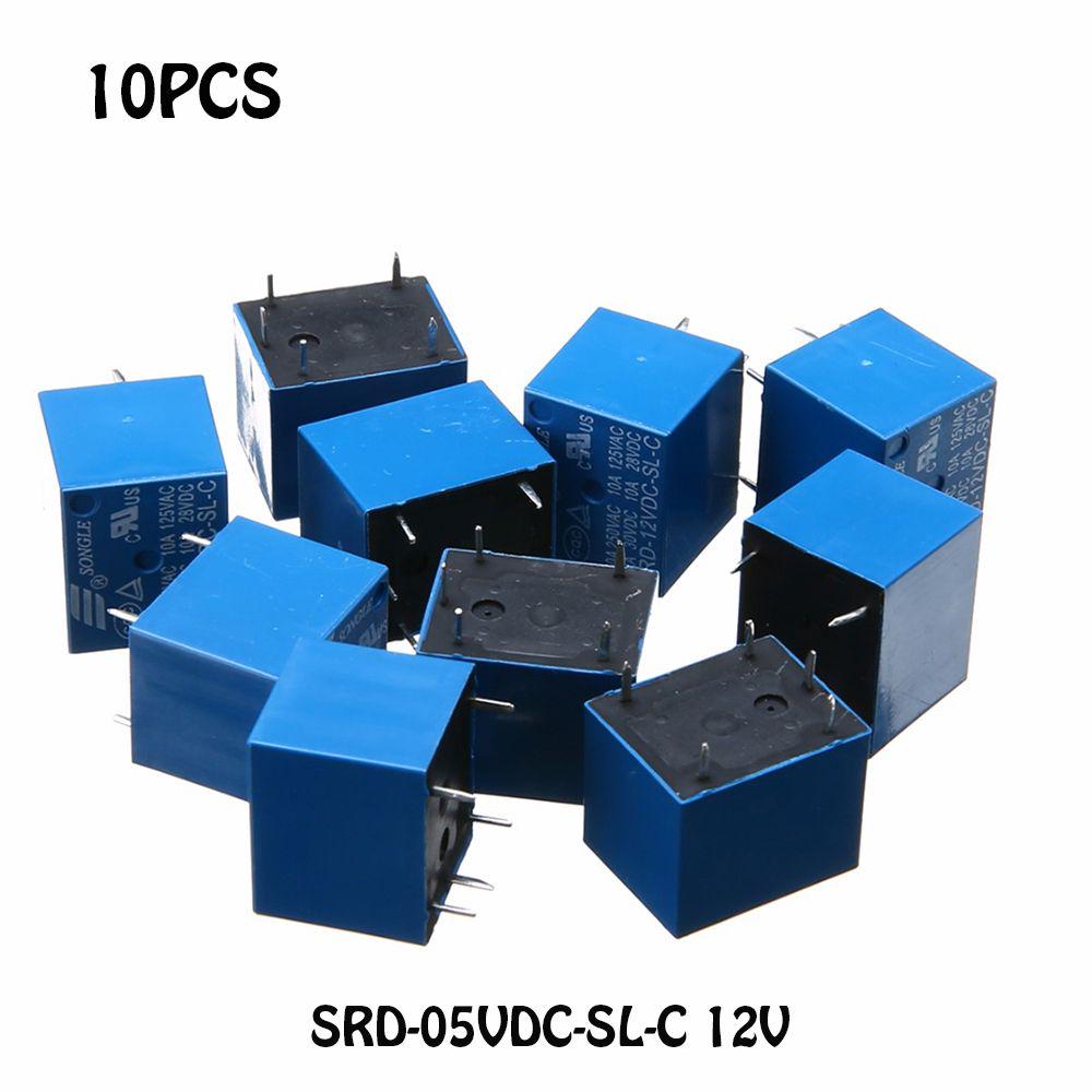 10 Pcs//lot Control Durable Normally Open Mini 5 Pins SRD-12VDC-SL-C Relay