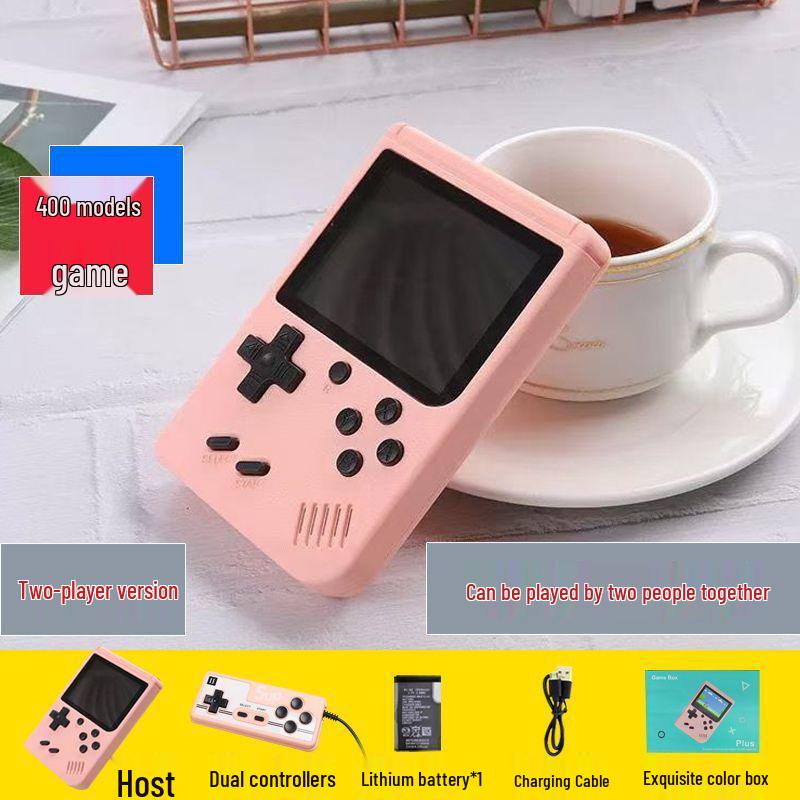 Macaron Handheld Game Console for Kids: 800 Classic Games, Single/Double Player, Accessories Included, Free Shipping