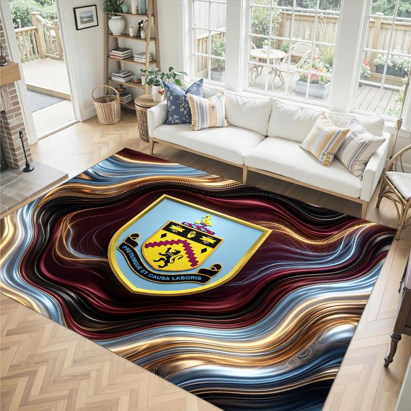 Burnley Football Design Crystal Velvet Carpet Cozy Non?Slip Printed Rug For Bedroom Living Room Entrance