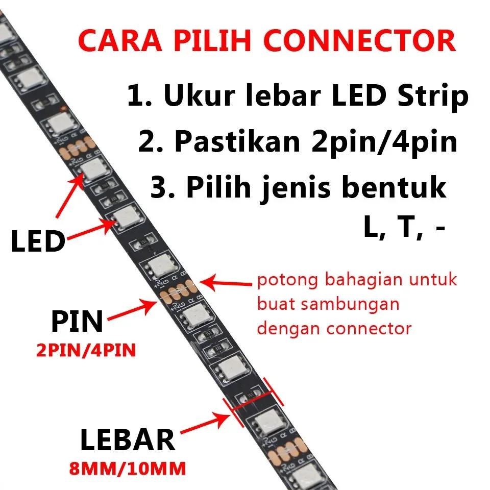 5PCS L Shape LED Connectors 8MM T Type Solderless LED Strip Connector 2pin 4pin Unwired Gapless Terminal for 5050 2835 SMD RGB