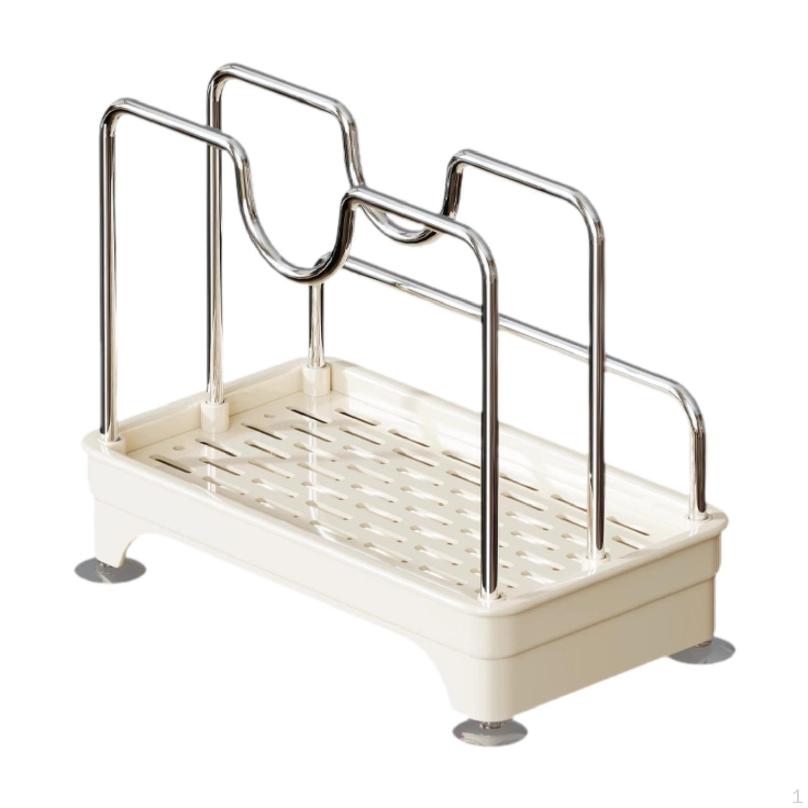 

Lid Organizer Holder,Kitchen Cabinet Storage,Pots and Pans Rack for Cooking white silvery