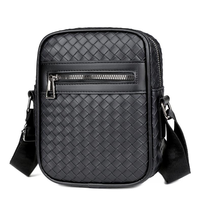 New Men's Messenger Bag Woven Pattern Fashion Casual Bag Shoulder Bag Simple and High-end Men's Bag