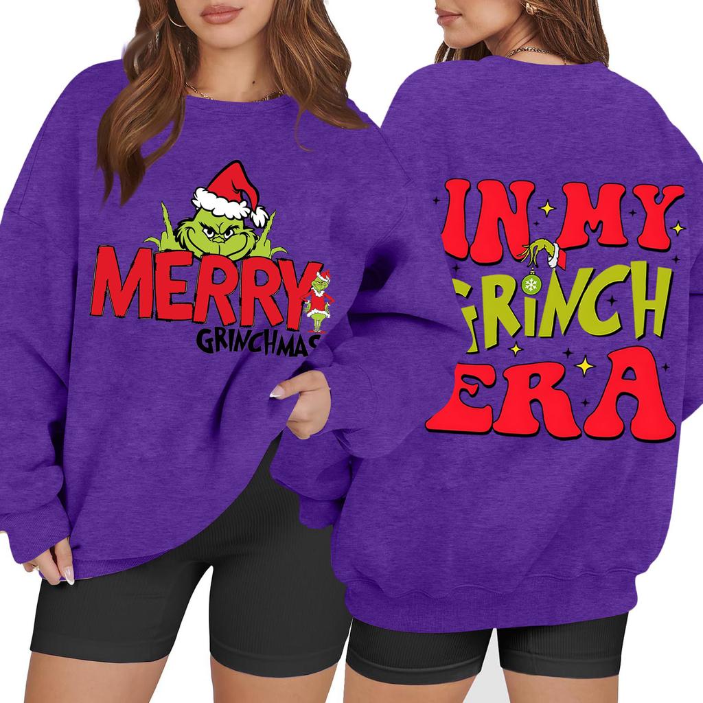 Women's Casual Fashion Long Sleeve Christmas Printed Round Neck Sweatshirt Top