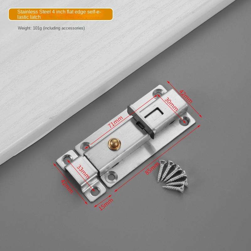 Stainless Steel Automatic Spring Bolt, Manual Button, Anti-theft Wooden Door, Public Health Fitting Room Lock Buckle Accessories