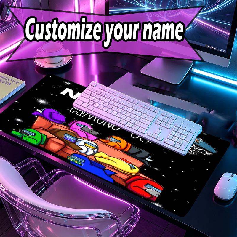 Benutzerdefinierter Name Personalisierte Among Us Muster Mauspads, Laptop PC Schreibtischmatte, Dekorative Schreibtischmatte für Zuhause Tastaturauflage Geschenk
