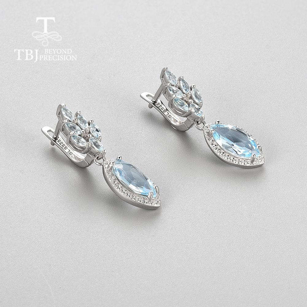 2022 neue Natürliche Brasilien himmelblau topas verschluss ohrring baumelnden ohrring natürlichen edelstein edlen schmuck für frauen 925 sterling silber