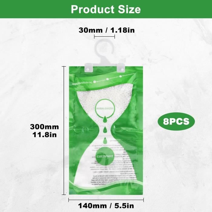Set Of 8 Hanging Dehumidifier Granule Sachets For Wardrobe, Dehumidifiers, Mold Resistant And To [L625]