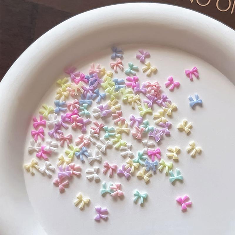50Pcs Mixed Mini Bow Nail Art Charms 3D Bowknot Tie Parts Nail Art Decoration Ribbon Nail Accessories For Diy Manicure Salon