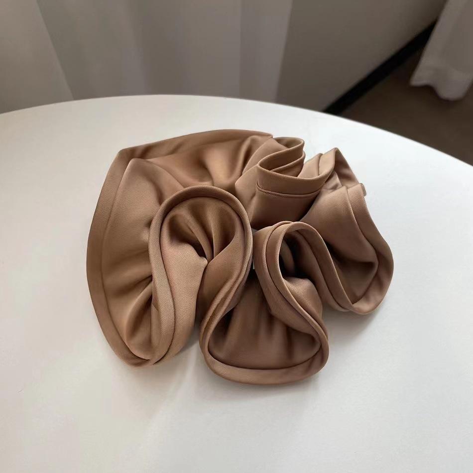 French Elegant Solid Color Scrunchies Black Brown Large Intestine Hair Bands Women Ins Fashion Flower Bud Satin Hair Ties Ropes