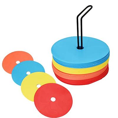 32 Flat Cones, Spot Markers, Practice, Training, Soccer, Track & Field Stands, with Storage Bag