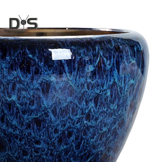 Ceramic Flowerpot Large Circular Opening Planter Pot Colored Glaze Finish Flower Pot with Drainage Hole for Indoor Outdoor Use