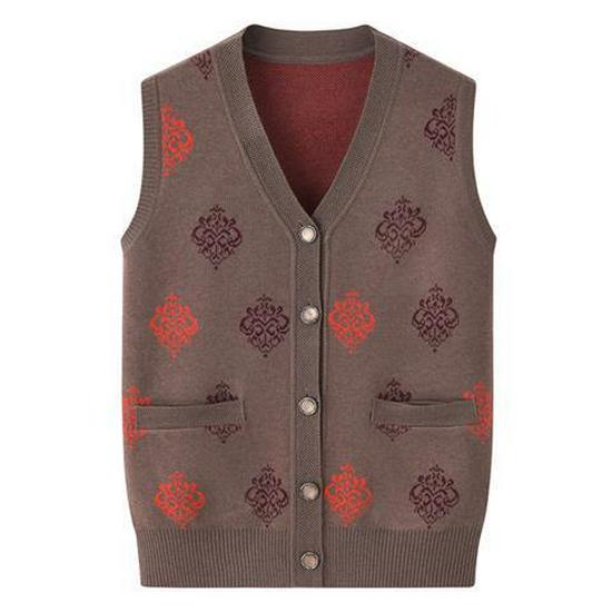 Elderly Women's Knitted Vest - Spring, Autumn & Winter Cardigan for Grandma and Mom