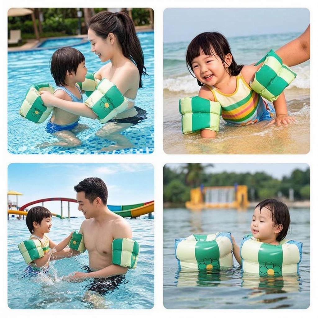 Inflatable Arm Floats Double Air Chamber Float Rings Thickened Swimming Armbands for Kids,