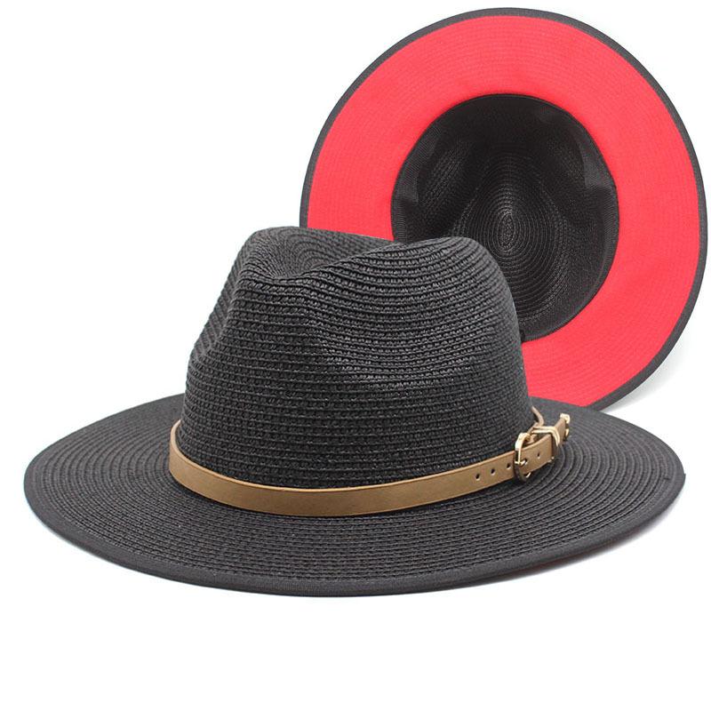 

Spring And Summer Men S Top Hat Panama Straw Hat Shade Sunscreen Beach Hat Female Summer Jue M（56-58cm）