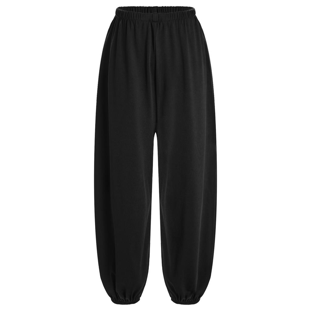 Pantaloni Kung Fu Unisex Vita Elastica Larga Pantaloni da Allenamento Taichi Arti Marziali