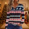 Women's Casual Christmas Print Neck Top with 3/4 Sleeve