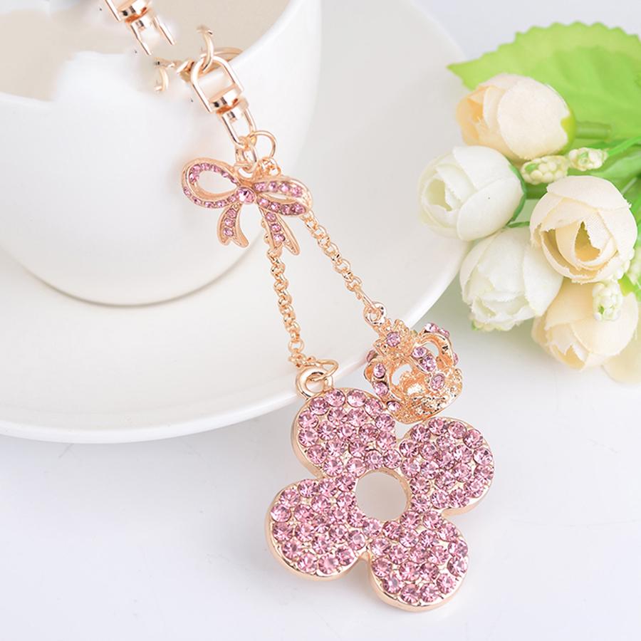 EASYA Amor Trevo Presente Criativo Chaveiro Liga Strass Chaveiro Pingente de Bolsa Mulheres Amuleto de Bolsa Acessórios para Carro Pequeno Presente