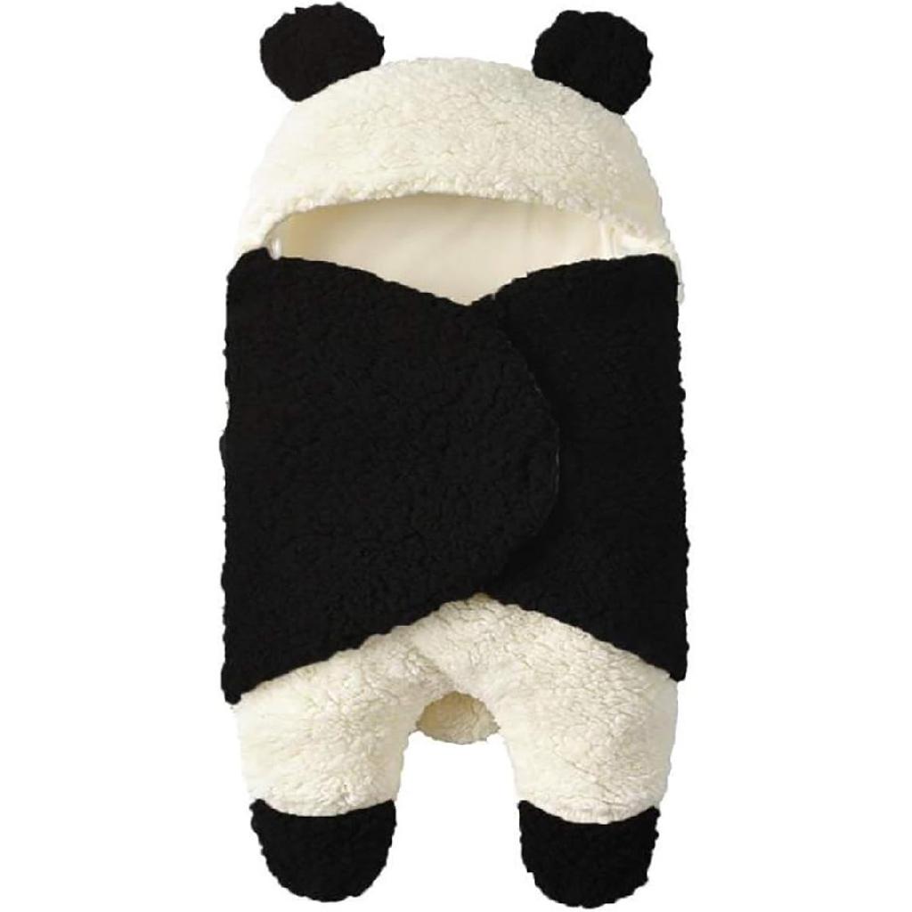 Tianhaik Newborn Baby Receiving Blanket Wearable Cute Panda Swaddle Blanket Fleece Sleeping Bag(Panda,0-12 Months)