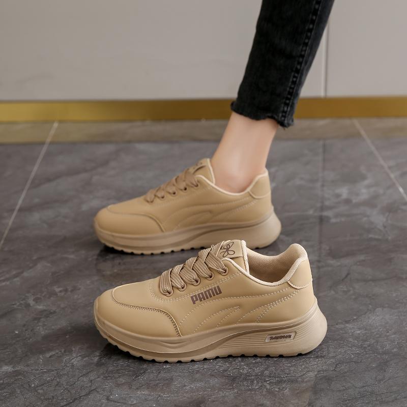 CRLAYDK Fashion Women's Lightweight Sneakers Leather Platform Lace Up Shoes Comfortable Casual Walking Sport Tennis for Ladies