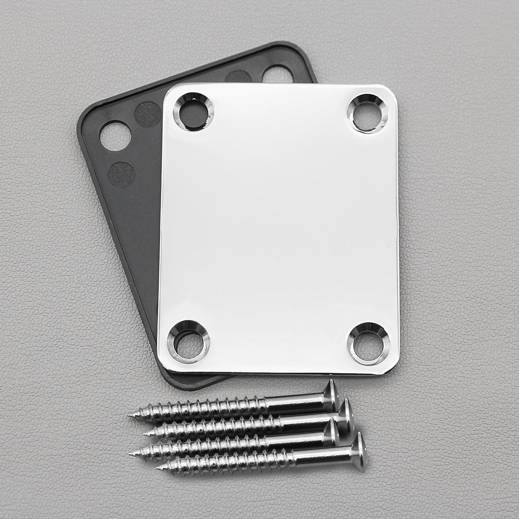 FLEOR 1PCS TL Guitar Neck Plate Neck Joint Board with Screws Electric Guitar Parts, Chrome/Black