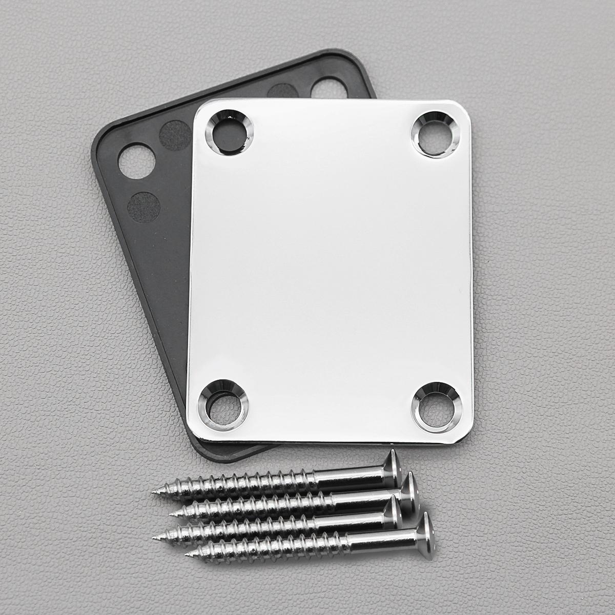 FLEOR 1PCS TL Guitar Neck Plate Neck Joint Board with Screws Electric Guitar Parts, Chrome/Black