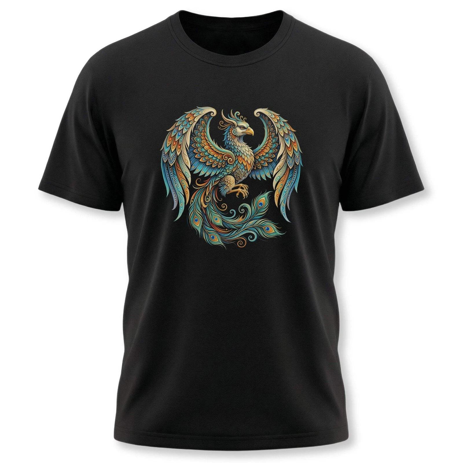 Homa Bird Phoenix Ornate T-Shirt | Colorful Persian Mythology Graphic Tee XL