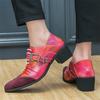 New Men's Charm Mixed Patchwork Monk Strap Pointed Height Increasing Shoes Male Dress Wedding Homecoming Footwear Zapatos Hombre