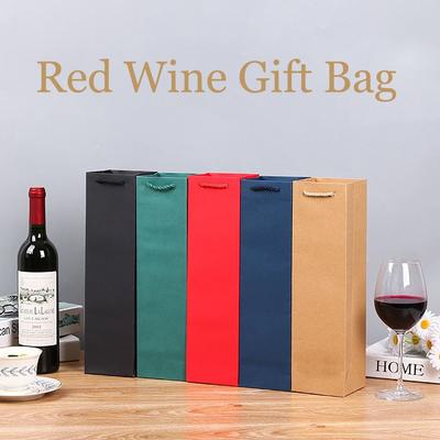 Gift Packaging Red Wine Gift Bag Single/Double Bottle Packaging Handbag Kraft Paper Bag  Festivals