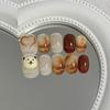 Cute Brown Bear Love Wearable Nail Patch Cartoon Girl Short Round Wearable Nail Patch Removable Nail Art