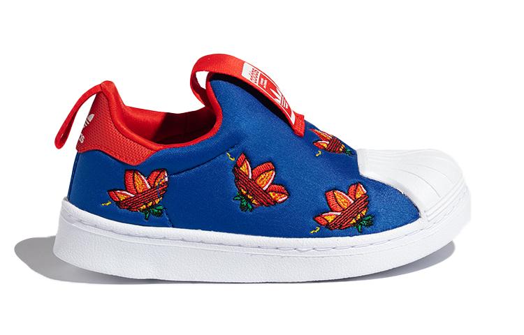 Adidas Originals SUPERSTAR 360 C Slip Resistant Low top Skateboard Shoes Blue Red White Children Aged 3 7 Years Old FY2510