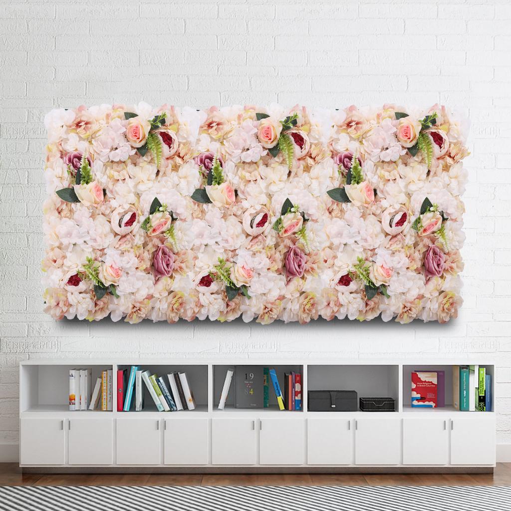 6 Pcs Flower Wall Panel, Floral Backdrop Decor - 24x16 Inch Artificial Rose Wall, Faux Flower Panels for Wedding, Party, Nursery