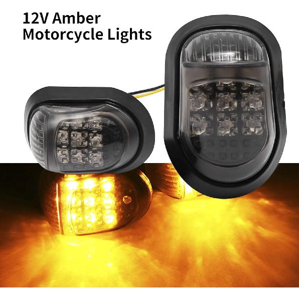 Anxingo 2PCS 12V Amber Motorcycle 9 LED Flush Mount Turn Signals Indicators Blinker Light Suitable for All 12V Motorcycles