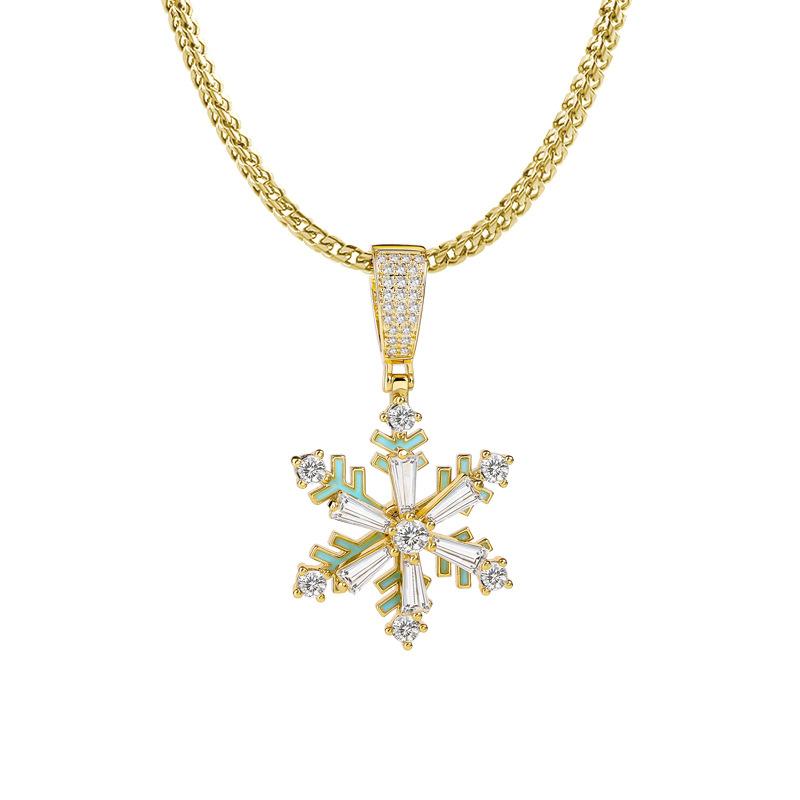 

Ice And Snow Rotating Snowflake Luminous Dripping Oil Pendant Trendy Cool Nightclub Versatile Zircon Pendant Hip Hop Popular