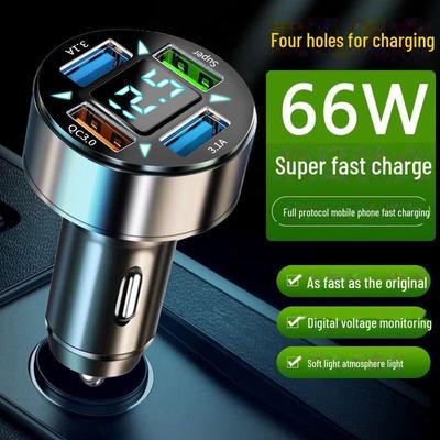 Carregador de Carro Multifuncional Popular 2024 para Apple & Huawei - Compatível com Acendedor de Cigarros