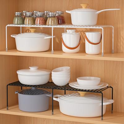 1pc Expandable Metal Shelf Organizer For Kitchen Countertop - Pantry And Spice Rack Organizer For Cabinet For Restaurant
