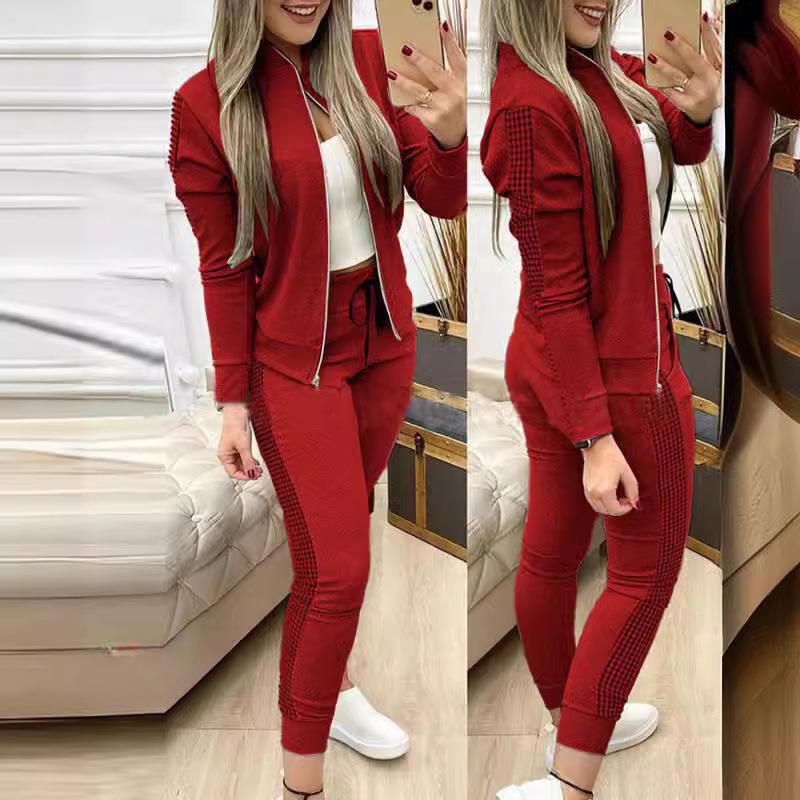 Damen Zweiteiler Outfits Herbst Damen Trainingsanzug Reißverschluss Oberteil Hose Casual Sportanzug Winter 2-teiliges Damen Set