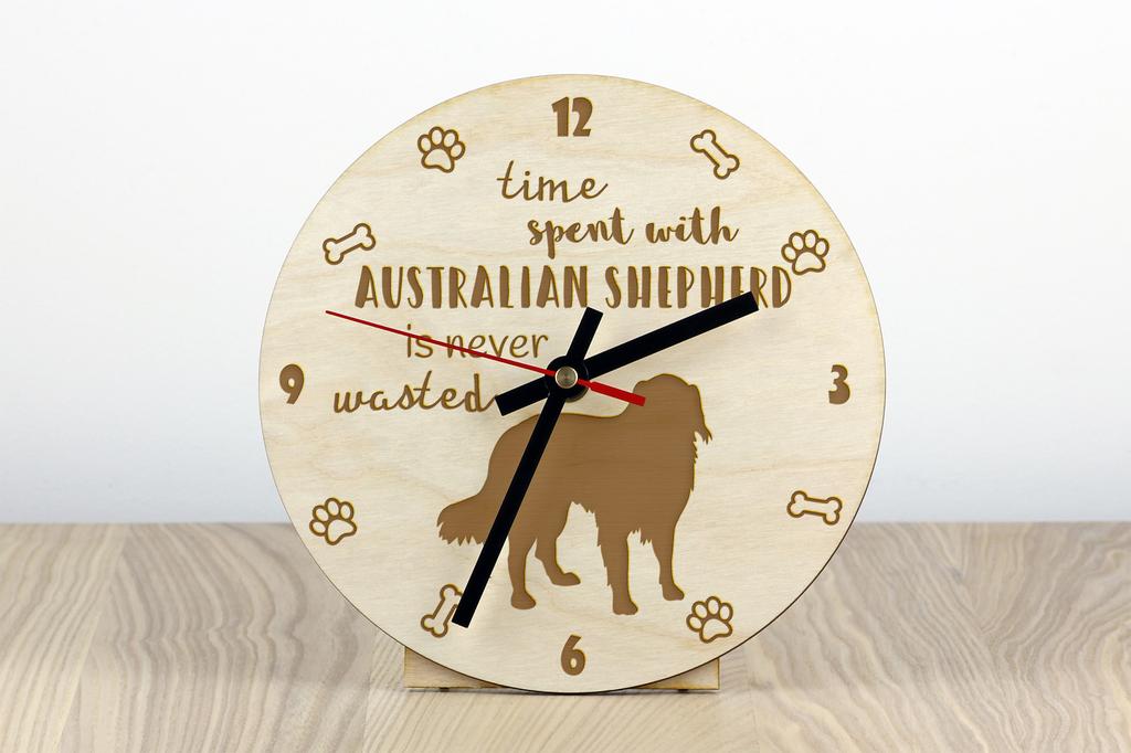 Australian Shepherd - clock with dog, wooden clock with engraving, personalised clock by Art-Dog