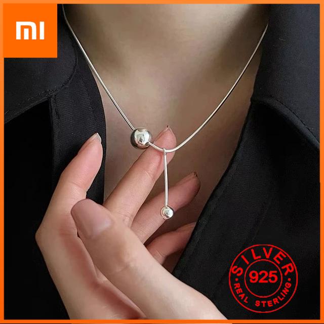 Xiaomi Silberfarbe Funkelnde Schlüsselbein Kette Kugel Choker Halskette Für Frauen Rund Quaste Feiner Schmuck Hochzeitsfeier Geburtstagsgeschenk