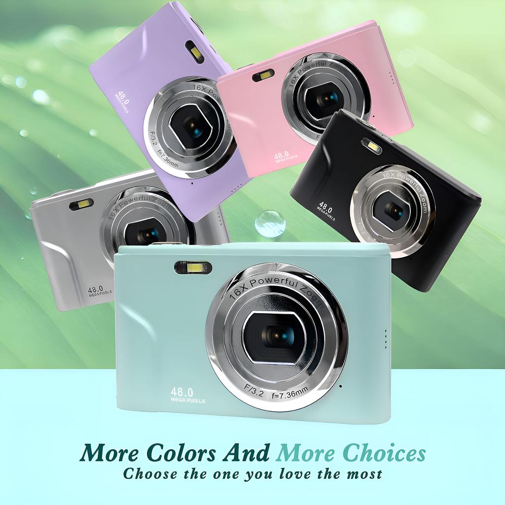 Digital Camera 48MP with 16x Digital Zoom, HD Display, 2.4 Inch IPS Screen and 32GB Memory Card Digital Cameras Silver, HD Screens