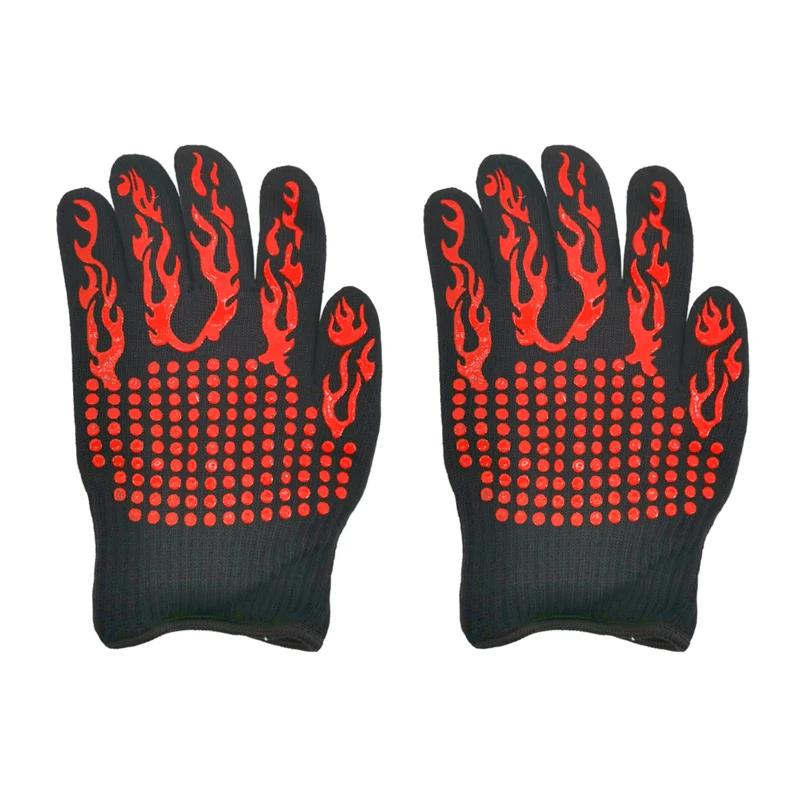 

Перчатки для барбекю, огнестойкие, термостойкие перчатки на 800 градусов, силиконовые рукавицы для духовки, термоизоляционные перчатки для барбекю и микроволновой печи