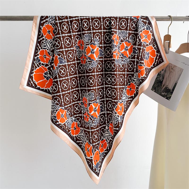 Luxury High Quality Women Satin Silk Scarf Hairband Ribbon Neckerchief Tie Neck Bag Scarf Satin Hair Scarves 90*90cm Square Wrap