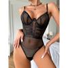 New sexy hollow grid perspective onesie sexy underwear set