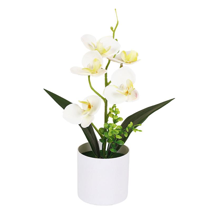 Plastic Bonsai Desktop Ornament Artificial Flower No-fading Butterfly Orchid Multicolor White Flowerpot Fake Butterfly Flower