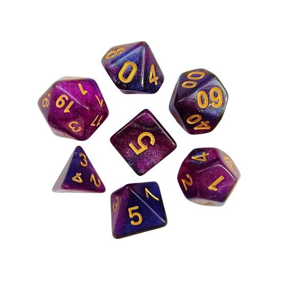 7Pcs/Set Starry Sky Acrylic Multi-side Dice Golden Number D4/6/8/10/12/20 Polyhedral Gaming Dice Prop Adults Family Night Party Board Game Essentials